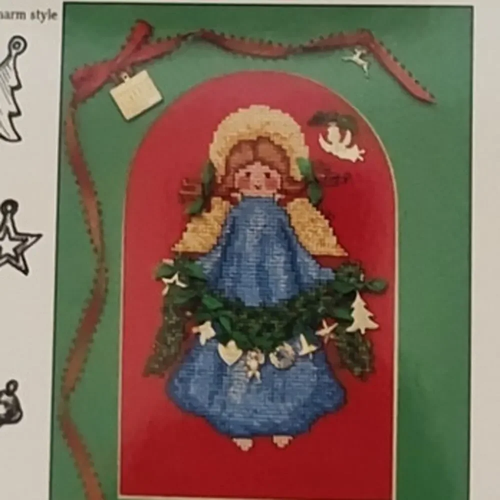 Christmas Charming Samplers 3 Cross Stitch Patterns Bear, Angel Santa, Charms